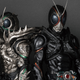 Pictured are the suits for Kamen Rider Black Sun and Shadow Moon.